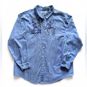 Falls Creek Blue Denim Shirt with Embroidered Details
